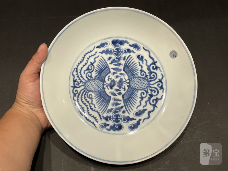 清光绪 青花对头凤纹盘 - 图2